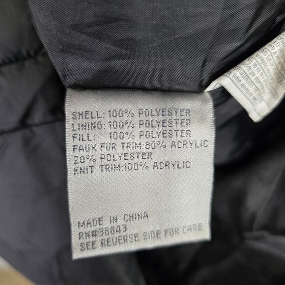 Womens Larry Levine Black Quilted Puffer Coat Full Zip & Snap Button Fur Hood M - Picture 4 of 8